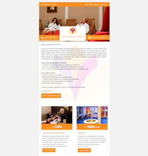 HTML Vorlage für Newsletter von wellnesshotel24.de