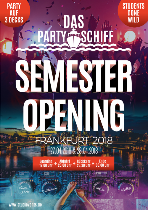 Partyschiff sucht Plakat-Design für Semester Opening