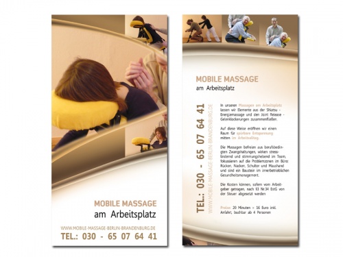 Flyer für Mobile Massage am Arbeitsplatz