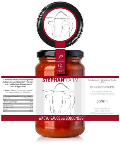 Produkt-Etiketten-Design für Wagyu-Bolognese-Sauce