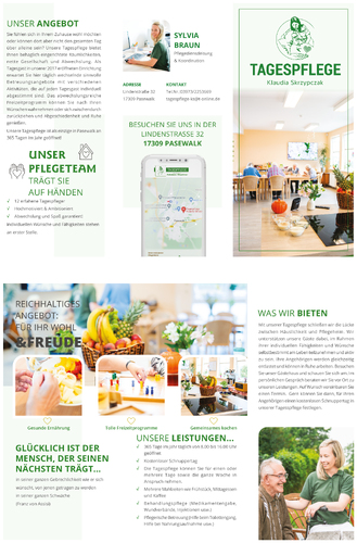 Flyer für eine Tagespflege (Senioren & Demenzkranke)